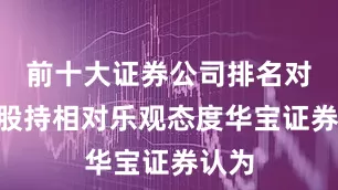 前十大证券公司排名对于A股持相对乐观态度华宝证券认为